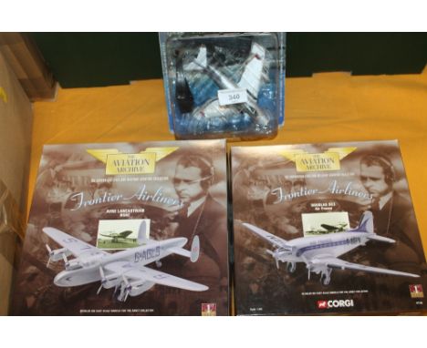 TWO BOXED CORGI AVIATION ARCHIVE 'AVRO BOAC' AND A ' DOUGLAS DC3 AIR FRANCE', together with a boxed Amercom Mig 15 model plan