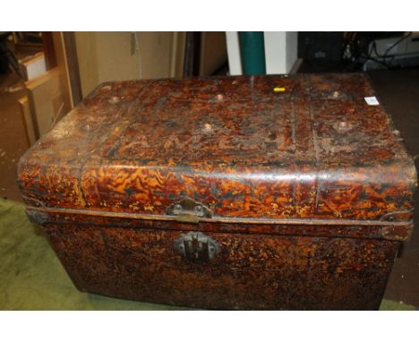 A LARGE TIN TRUNK TOGETHER WITH A PRINT 
