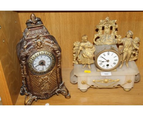 A MODERN FRENCH STYLE MANTEL CLOCK TOGETHER WITH AN ANOTHER DECORATIVE MANTEL CLOCK 