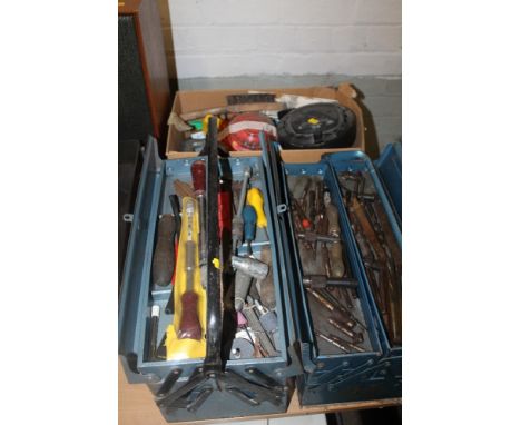 TWO TOOLBOXES AND CONTENTS TOGETHER WITH A BOX OF ASSORTED TOOLS (3)