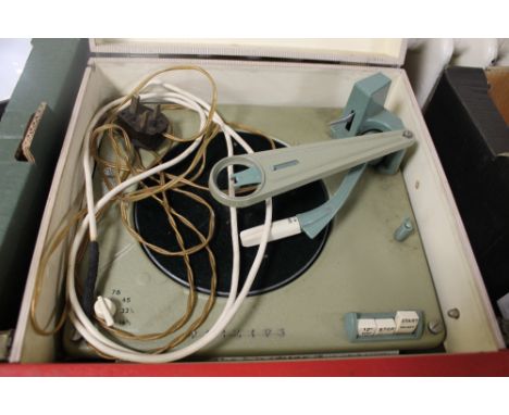 A STELLA RECORD PLAYER TOGETHER WITH A SMALL SELECTION OF ORDINANCE SURVEY MAPS, ETC 