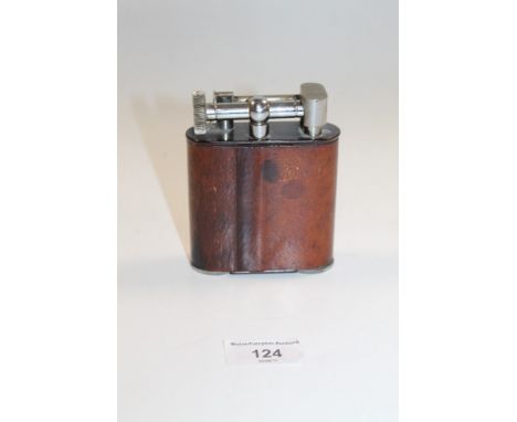 A LARGE UNUSUAL 'CLASSIC JUMBO' LIGHTER WITH LEATHER COVER 