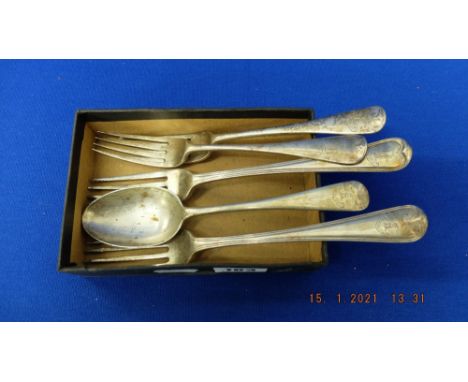 Five pieces hallmarked silver flatware