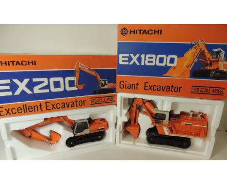 HITACHI - Excellent Excavator EX200 1/40 scale model, boxed and Giant Excavator EX1800 boxed (2) ++models mint, boxes fair