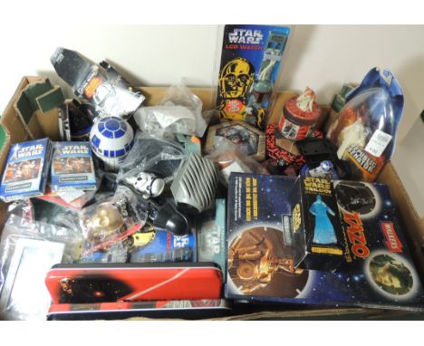 STAR WARS - a quantity of assorted modern items including tins, Tazo albums, playing card packs, wrist watches, special editi