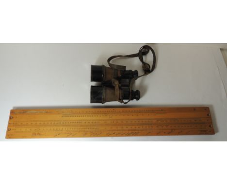 A Thomlinson's Equivalent Paper Slide Scale, the boxwood rule with makers name, 59cms long and together with a pair of early 