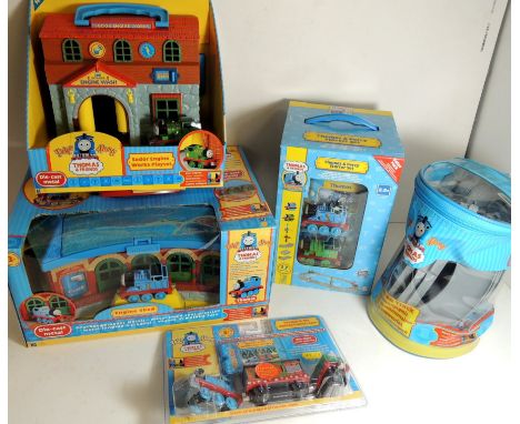 Thomas and Friends - Engine Shed, boxed; Sodor Engine Works Playset, boxed; Add on Track in case; Thomas and Percy Starter Se
