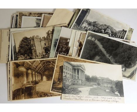 Fifty eight Somerset postcards include Bath, Bristol, hold-to-the-light Shire Hall Taunton, Exmoor, Cheddar and others c.1904