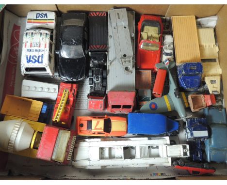 A quantity of unboxed diecast vehicles, various makes, some larger scale ++generally playworn