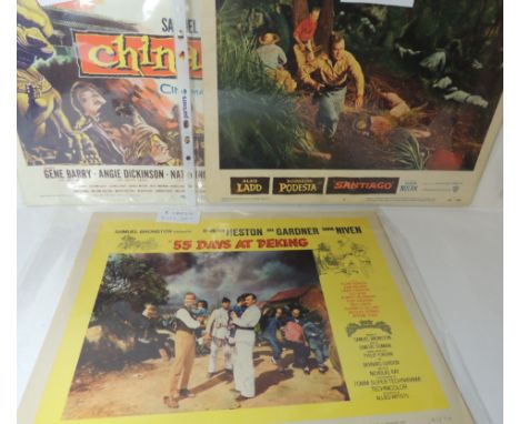LOBBY CARDS - CHINA GATE 1957; 55 DAYS AT PEKING 1963 starring Charlton Heston, Ava Gardner and David Niven; SANTIAGO 1956 st