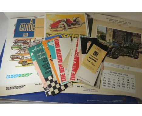 A quantity of Austin car ephemera - calendars; Austin Healey Colour Finishes leaflet; Mini Colour Finishes;colour finishes le