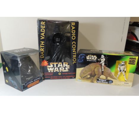 STAR WARS THE POWER OF THE FORCE - Dewback and Sandtrooper, boxed; a Hitari Radio Control Darth Vader in box (light saber bro