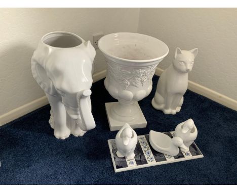 Ceramic Planters etc - Elephant, Cat etc 