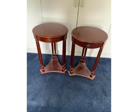 Pair of Lamp Tables with Drawers - 64cm H 