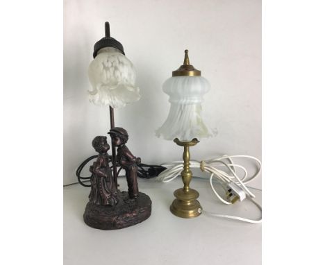 Kitsch and Brass Lamp with Glass Shades 