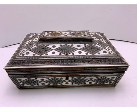 Indian Bone Inlaid Wooden Trinket Box 