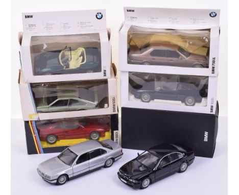 Selection of BMW 1:24 Scale Die-Cast Models, including Schabak BMW 850i, 750Il, Z1, 535i, 850i, Pauls’ Model Art 5 Series plu