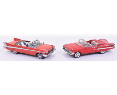 Two Franklin Mint and 1:24 Scale Models, 1958 Plymouth Belvedere and a 1960 Chevrolet Impala, both models complete with boxes