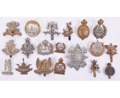 Selection of British Military Cap Badges, regiments include Flint & Denbigh Yeomanry, 26th Hussars, 16 The Queen’s Lancers, W