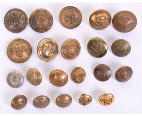 Selection of British Military Tunic Buttons, including Victorian 10th Foot large coatee / tunic button, small Victorian 16th 