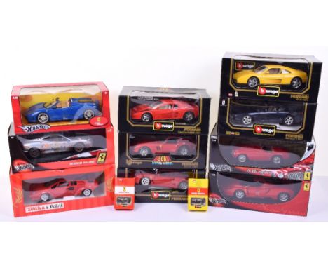 Selection of Ferrari 1:18 Die-Cast Scale Models, Burago Ferrari F40 1987, 348tb 1989, Testarossa 1984, 250 GTO 1962, 456GT 19