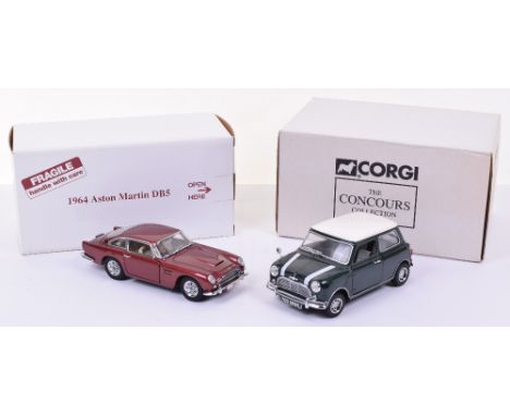 Danbury and Corgi 1:24 Scale Models, 1964 Aston Martn DB5 in mint condition and a Corgi Concours collection 1:18 scale Mini C