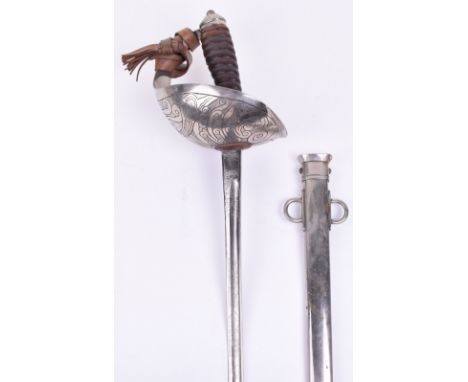 Model 1912 British Cavalry Officers Dress sword, blade etched with George V cipher, foliage and royal coat of arms, housed in