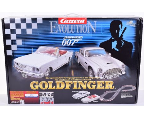 Carrera Evolution“Goldfinger” James Bond 007 1:32 Scale Slot Car Racing Set, with Aston Martin DB5 and Ford Mustang  in near 