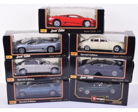 Jaguar 1:18 Scale Die-Cast Model Selection, Maisto Jaguar XJ220, MarkII, two S-Type, XJ220, Burago E Cabriolet 1961 and a Roy