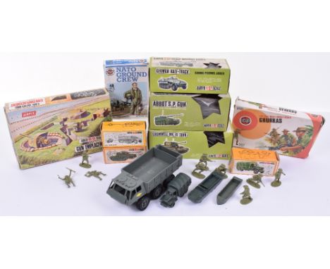 Collection of Airfix, including H0-00 Scale Gun Emplacement, Nato Ground Crew, Half Track and Gun, Patton Tank, 6x6 Truck, 1: