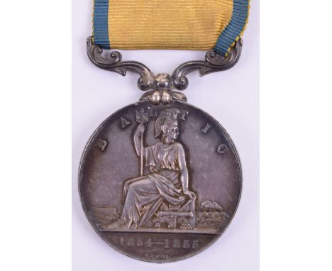 Victorian British Baltic Medal HMS Algiers, fine example with engraved naming to the rim, “R JAMES HMS Algiers No 102”. Medal