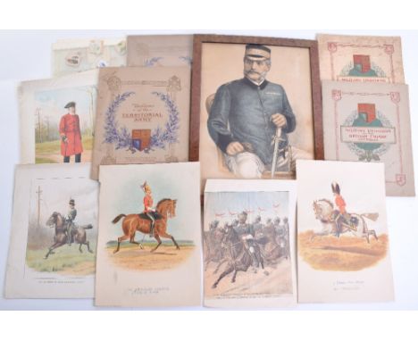 Large Quantity of Coloured Pictures of British Cavalry Interest, mostly copies of watercolours by artists such as Simkin etc.