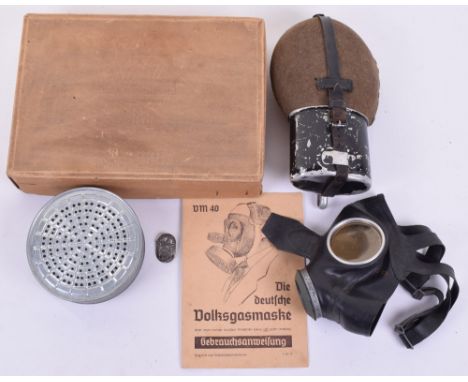 World War Two German Army/Waffen SS issue Water Bottle, with black painted aluminium cup and black leather strap accompanied 