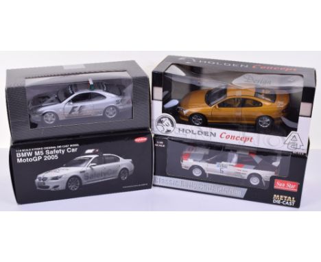 Selection of 1:18 Scale Die-Cast Models, including Mercedes-Benz CLK F1 Safety Car in a Mercedes branded box, Kyosho BMW M5 S