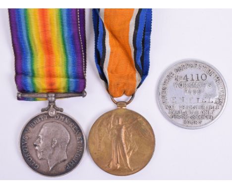 WW1 Medal Pair Royal Sussex Regiment, medals were awarded to “G-23967 PTE H T ENFIELD R SUSS R”. Medals are complete with rib