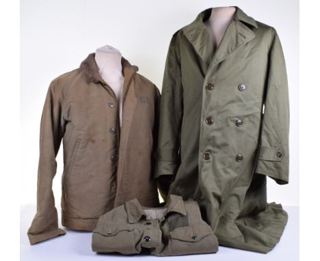 USN N-1 Deck Jacket, six button front (one button absent) fur lined jacket with USN stamped to the breast. Complete with zip 