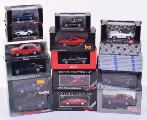 Various Die-Cast Sports Car 1:43 Scale Models, such as ixo BMW M1 1978 CLC134 and Ferrari F430 Spider Silver FER019, Herpa Fe