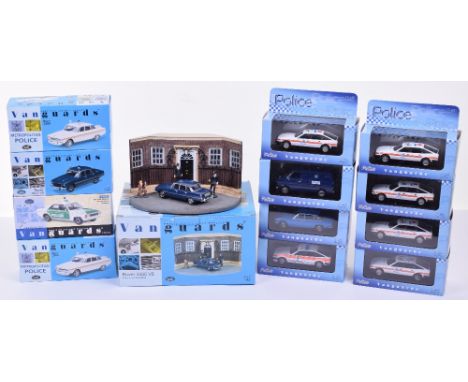 Various Vangaurds Police Die-Cast 1:43 Scale Models, Rover 3500 V8 Police Escort Diorama set PD3002 box is in good condition,