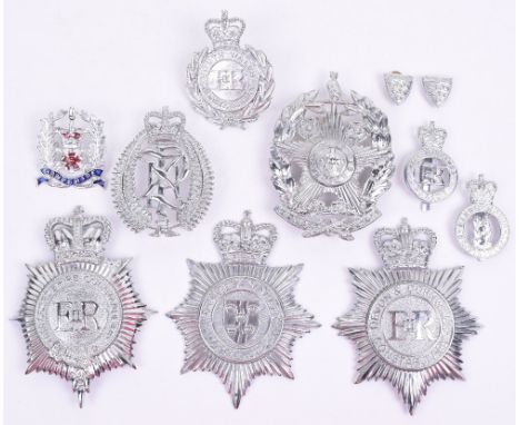 Selection of Obsolete Police Helmet Plates and Cap Badges, consisting of chrome Leeds Police helmet plate, EIIR Hertfordshire