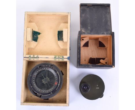 Royal Air Force Air Ministry Marked Type P8 Compass, complete in blue painted wooden carrying transit box accompanied by a an