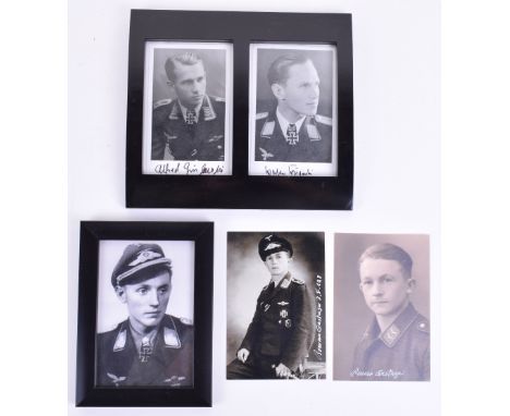Grouping of Luftwaffe Related Autographs, including framed pair of Knights Cross winners, two signed images of Luftwaffe crew
