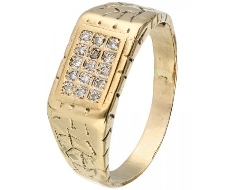15 Single cut diamonds (15x approx. 0.005 ct.). Clarity: SI2, color: J-K. Ring size: 21 mm / 66 mm. Weight: 4.4 gram.