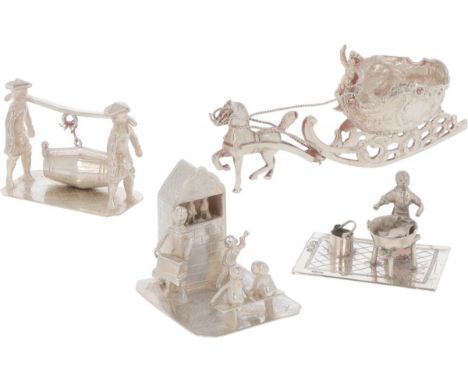 Consisting of a puppet theater, barrel carriers, washing woman and a horse with sleigh. United Kingdom / Netherlands, 20th ce