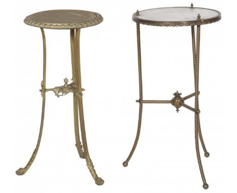 One with marble top, both standing on a tripod. Resp. 75,5 en 78 cm. Estimate: € 20 - € 30.