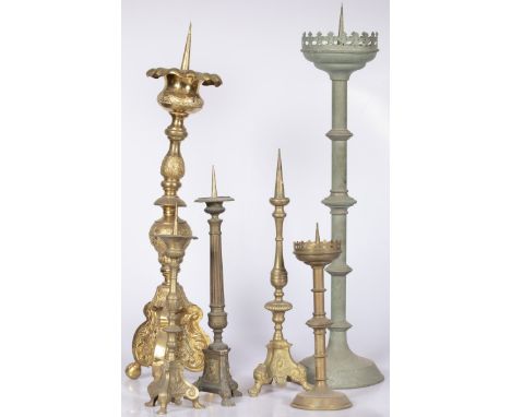 Comprising a rococo-style latin copper pricket candlestick, an artificially oxidized latin copper pricket candlestick and fou