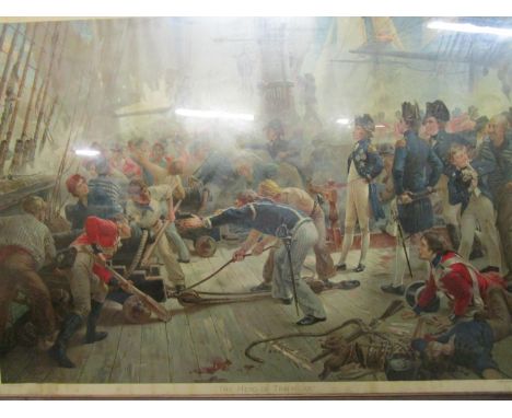 The Hero of Trafalgar, a late Victorian/early 20th century lithograph print after a painting by W H Overend, printed by Orfor