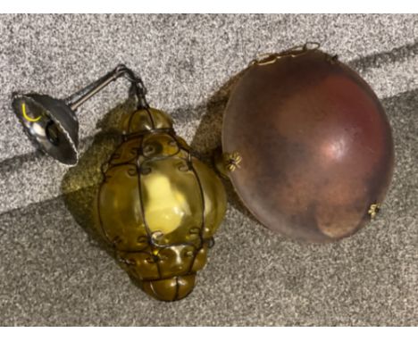 2x vintage metal &amp; glass light fittings