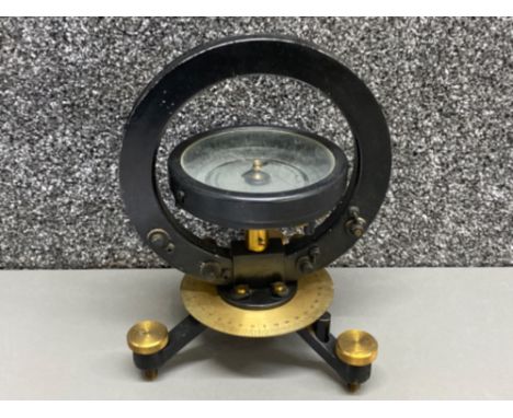 Vintage brass &amp; metal Philip Harris LTD (Birmingham, England) Horizontal needle point compass