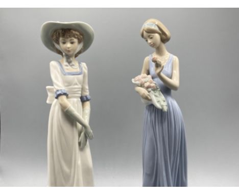 Two Nao by Lladro, figures includes ‘Louise’ girl wearing hat and my little bouquet