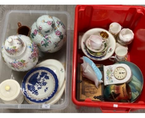 Miscellaneous ceramics to include Poole conch, Aynsley mantle clock, ginger jar and lidded vase etc